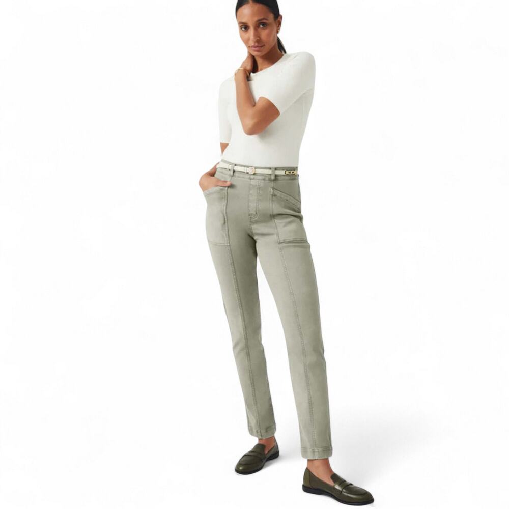 Spanx Stretch Twill Straight Leg Pant Hazy Olive Oil - Size XS